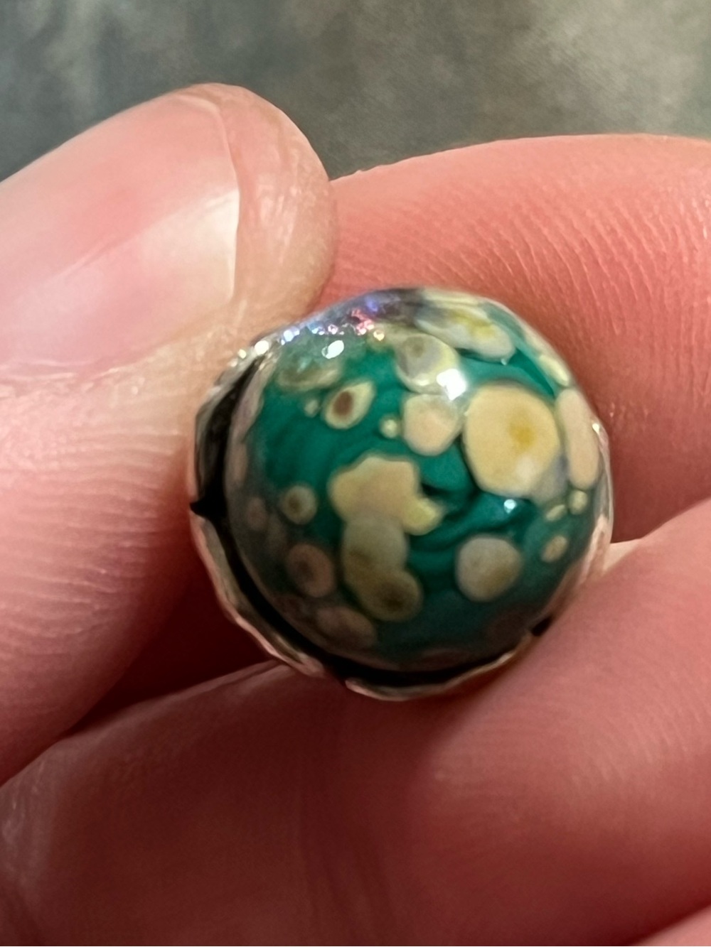 Authentic Trollbeads Forget-Me-Not With Bud Sterling Silver 925 Glass Bead - Picture 8 of 8